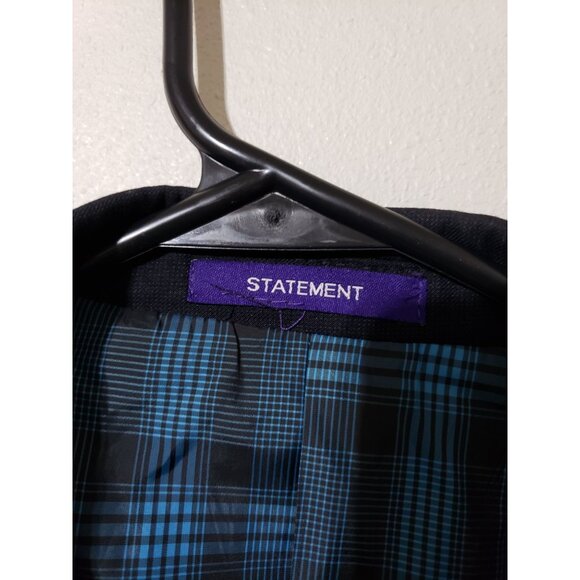 Statement navy, plaid lining, 100% wool blazer,  sport coat,  jacket, size 44L - Picture 5 of 11